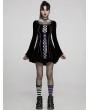 Punk Rave Black and Violet Plaid Long Sleeve Velvet Gothic Lolita Short Dress