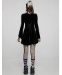 Punk Rave Black and Violet Plaid Long Sleeve Velvet Gothic Lolita Short Dress