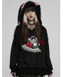 Punk Rave Black Gothic Cute Cat Pattern Long Ear Loose Hoodies for Women