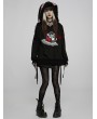 Punk Rave Black Gothic Cute Cat Pattern Long Ear Loose Hoodies for Women