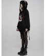 Punk Rave Black Gothic Cute Cat Pattern Long Ear Loose Hoodies for Women