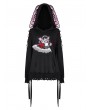 Punk Rave Black Gothic Cute Cat Pattern Long Ear Loose Hoodies for Women
