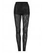 Punk Rave Black Gothic Punk Leopard Skull Pattern Mesh Long Leggings for Women