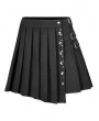 Punk Rave Black Gothic Punk Rivets Pleated Short Daily Wear Skirt