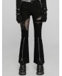 Punk Rave Black Gothic Punk Lace Splicing Long Flare Pants for Women