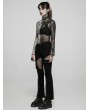 Punk Rave Black Gothic Punk Lace Splicing Long Flare Pants for Women