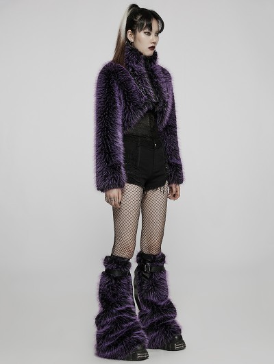 Punk Rave Purple Gothic Punk Faux Wool Daily Loose Short Coat for 