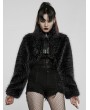 Punk Rave Black Gothic Punk Faux Wool Daily Loose Short Coat for Women