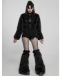 Punk Rave Black Gothic Punk Faux Wool Daily Loose Short Coat for Women