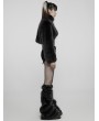 Punk Rave Black Gothic Punk Faux Wool Daily Loose Short Coat for Women