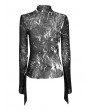 Punk Rave Black and White Dark Gothic Chiffon Long Sleeve T-Shirt for Women