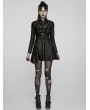 Punk Rave Black Gothic Punk Faux Leather Asymmetric Long Sleeve Short Dress