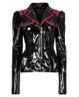 Punk Rave Black and Red Gothic Punk Military Stretch PU Leather Jacket for Women