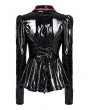 Punk Rave Black and Red Gothic Punk Military Stretch PU Leather Jacket for Women