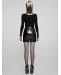 Punk Rave Black Gothic Punk Military Sexy Slit PU Leather Short Skirt