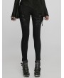 Punk Rave Black Gothic Punk Spliced Faux Leather Daily Jeans for Women