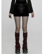 Punk Rave Black and Red Gothic Velvet Lace Applique Mini Skirt