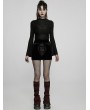 Punk Rave Black and Red Gothic Velvet Lace Applique Mini Skirt