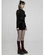 Punk Rave Black and Red Gothic Velvet Lace Applique Mini Skirt