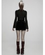 Punk Rave Black and Red Gothic Velvet Lace Applique Mini Skirt