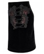 Punk Rave Black and Red Gothic Velvet Lace Applique Mini Skirt