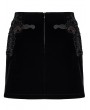 Punk Rave Black and Red Gothic Velvet Lace Applique Mini Skirt