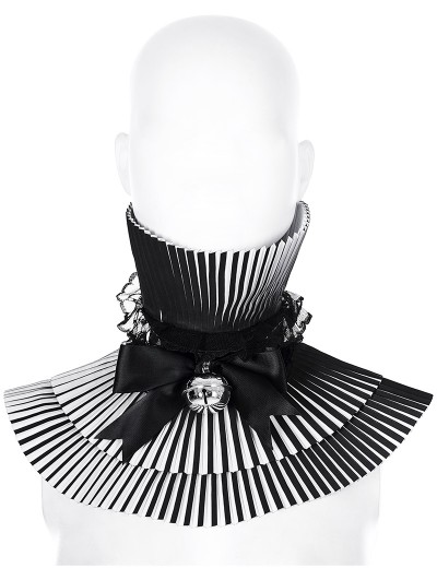 Punk Rave Black and White Gothic 3D Collar with Detachable Bow