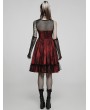 Punk Rave Black and Red Gothic Dark Mesh Spliced Woven Lolita Dress