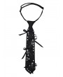 Punk Rave Black Gothic Cute Bow Metal Pendant Necktie