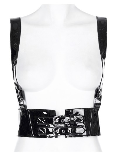 Punk Rave Black Gothic Punk PU Leather Metal Buckles Belt Harness