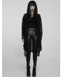 Punk Rave Black Gothic Cotton Lace Loose Hooded Trench Coat for Women