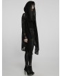 Punk Rave Black Gothic Cotton Lace Loose Hooded Trench Coat for Women