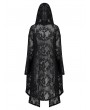 Punk Rave Black Gothic Cotton Lace Loose Hooded Trench Coat for Women