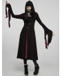 Punk Rave Black and Red Gothic Retro Wizard Long Hooded Coat for Women