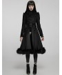 Punk Rave Black Women's Gothic Faux Wool Long Warm Coat with Detachable Collar