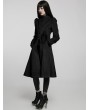 Punk Rave Black Women's Gothic Faux Wool Long Warm Coat with Detachable Collar