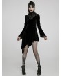 Punk Rave Black Gothic Velvet High Collar Long Sleeve Asymmetric Dress