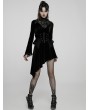 Punk Rave Black Gothic Velvet High Collar Long Sleeve Asymmetric Dress