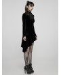 Punk Rave Black Gothic Velvet High Collar Long Sleeve Asymmetric Dress