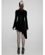 Punk Rave Black Gothic Velvet High Collar Long Sleeve Asymmetric Dress