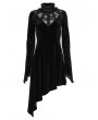 Punk Rave Black Gothic Velvet High Collar Long Sleeve Asymmetric Dress