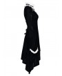 Punk Rave Black and White Gothic Velvet High Collar Long Sleeve Asymmetric Dress