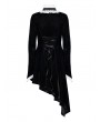 Punk Rave Black and White Gothic Velvet High Collar Long Sleeve Asymmetric Dress
