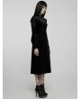 Punk Rave Black Gothic Vintage Lace Collar Velvet Long Sleeve Dress