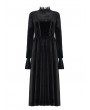 Punk Rave Black Gothic Vintage Lace Collar Velvet Long Sleeve Dress