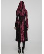 Punk Rave Black and Red Gothic Dark Wizard Long Hooded Coat for Women