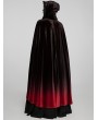 Punk Rave Black and Red Gothic Velvet Gorgeous Long Gradient Cloak for Women