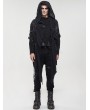 Devil Fashion Black Gothic Punk Grunge Irregular Loose Hooded Trench Coat for Men