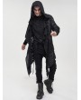 Devil Fashion Black Gothic Punk Grunge Irregular Loose Hooded Trench Coat for Men