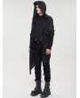Devil Fashion Black Gothic Punk Grunge Irregular Loose Hooded Trench Coat for Men